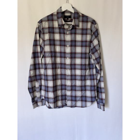 Vince Mens Shirt Small Button Up Plaid Classic Fit - Picture 1 of 11